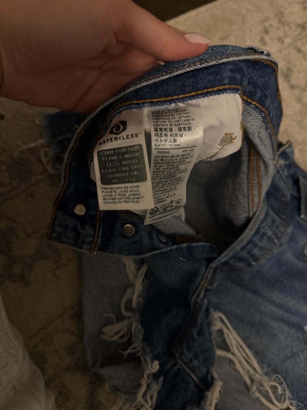 Levi's Light Blue Distressed Denim Cutoff Shorts - Picture 4 of 6
